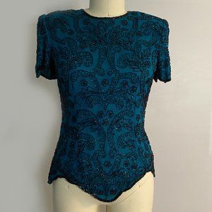 Vintage 1980s Beaded Evening Top